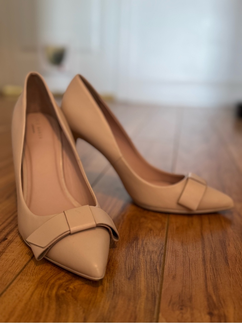 Ted Baker Beige Pointed-Toe Pumps with Bow Accent